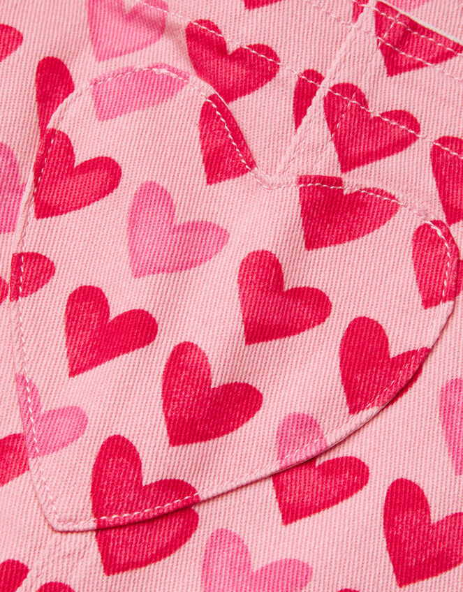 Heart Print Short Dungarees, Pink (PINK), large