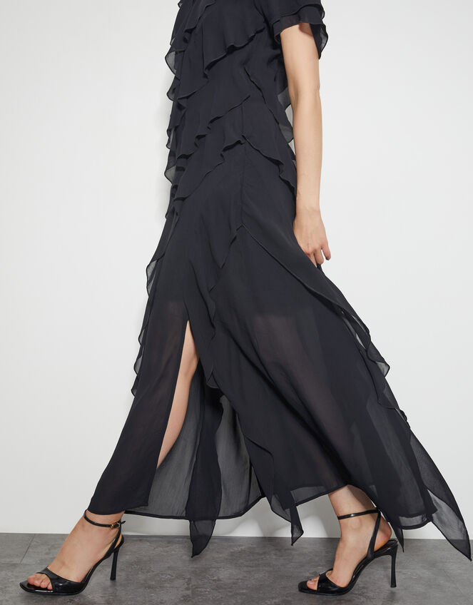 Renata Ruffle Maxi Dress, Black (BLACK), large