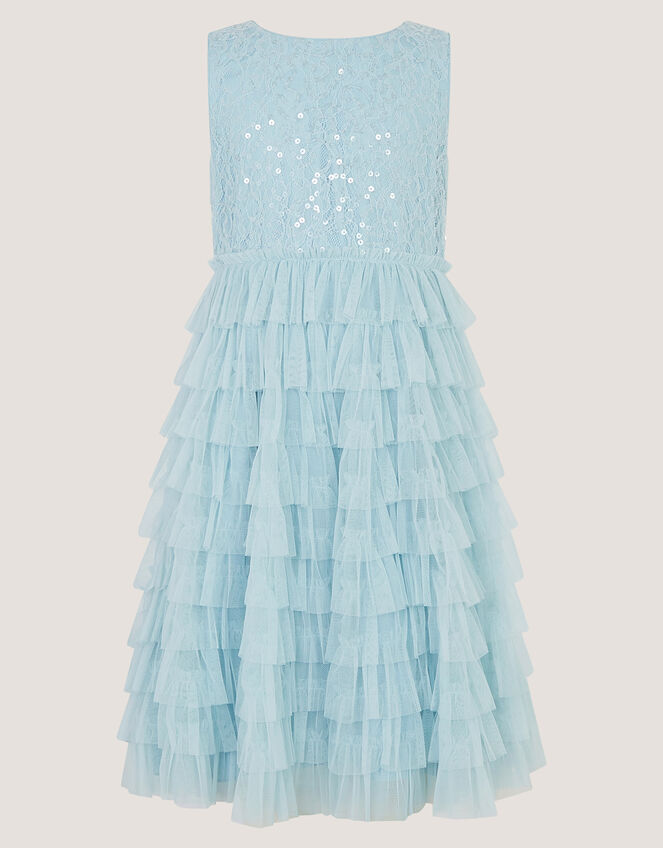 Taylor Sequin Lace Tiered Party Dress, Blue (BLUE), large