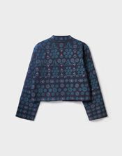 East Sophia Floral Embroidered Jacket, Blue (NAVY), large