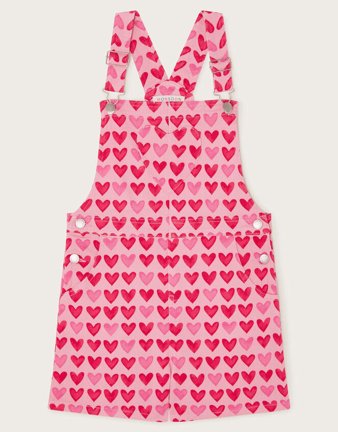Heart Print Short Dungarees, Pink (PINK), large