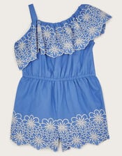 Embroidered Frill Playsuit, Blue (BLUE), large