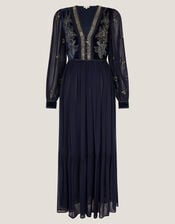Joanna Velvet Embellished Maxi Dress, Blue (NAVY), large