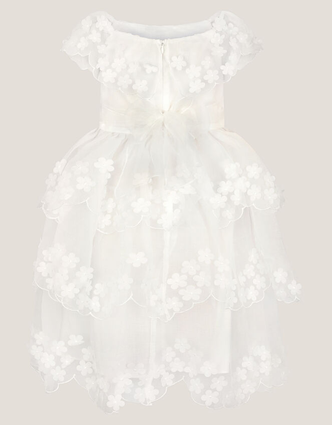 Rebecca Appliqu&eacute; Floral Scallop Dress, Ivory (IVORY), large