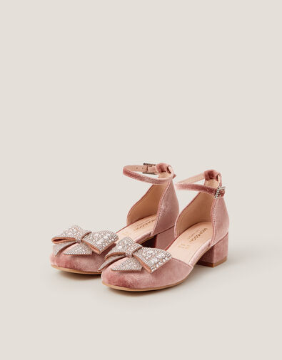 Jewel Bow Velvet Heels, Pink (PINK), large
