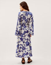 Gloria Floral Print Maxi Beach Dress, Blue (BLUE), large