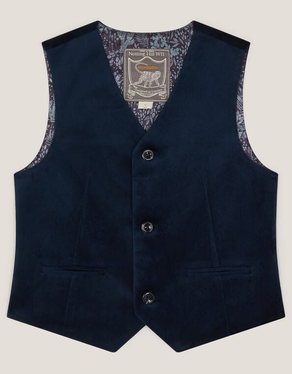 Velvet Waistcoat, Blue (NAVY), large