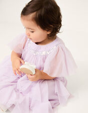 Baby Nessa Sparkle Collar Waterfall Dress, Purple (LILAC), large