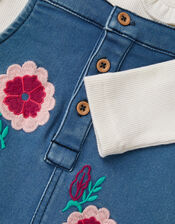 Baby Denim Dungaree & Rib Top Set, Blue (BLUE), large