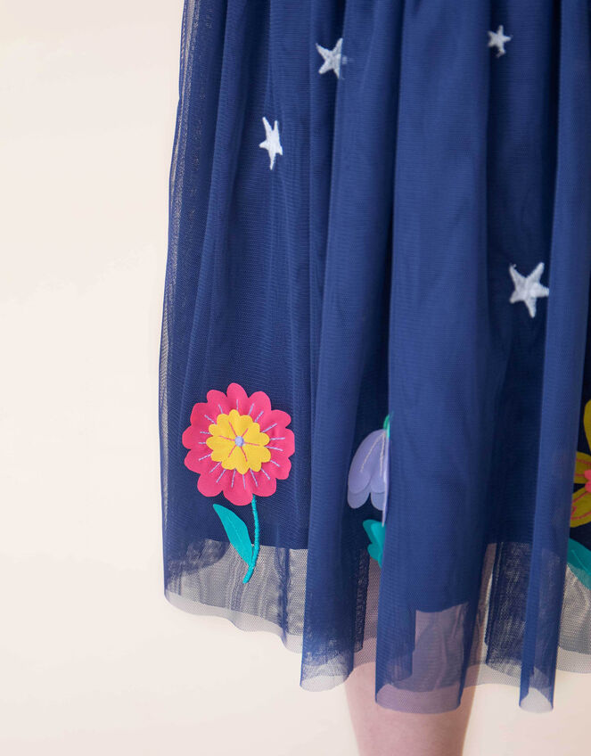 Frugi Penny Appliqué Party Dress, Blue (NAVY), large