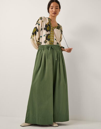 Rachel Wide Leg Trousers, Green (KHAKI), large