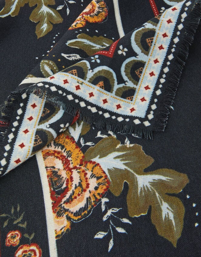 Rosalie Floral Fringe Square Scarf, , large