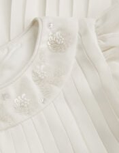 Baby Nellie Pleated Chiffon Dress, Ivory (IVORY), large