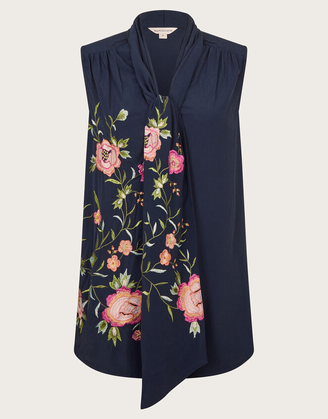 Mya Embroidered Top, Blue (NAVY), large