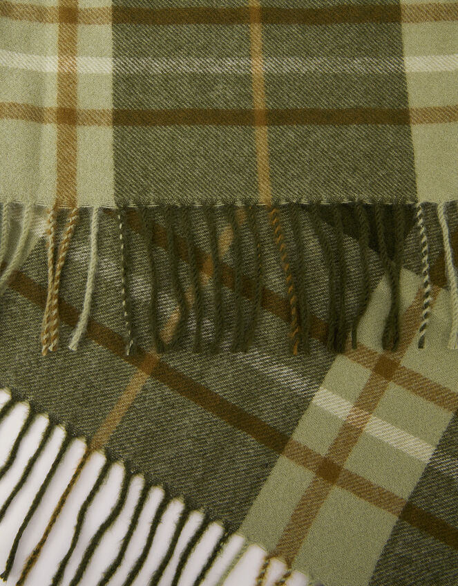 Soha Check Tassel Scarf, , large