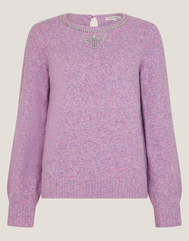 Ellen Diamanté Embellished Jumper, Purple (LILAC), large