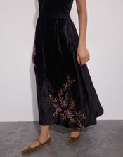 East Talia Velvet Maxi Skirt, Black (BLACK), large