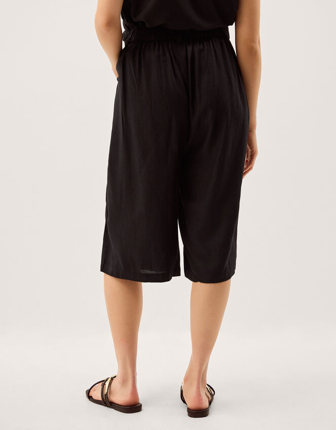 Lulu Linen Bermuda Shorts, Black (BLACK), large
