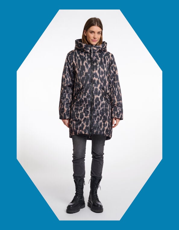 Rino & Pelle Lune Leopard Print Padded Coat, Leopard (LEOPARD), large