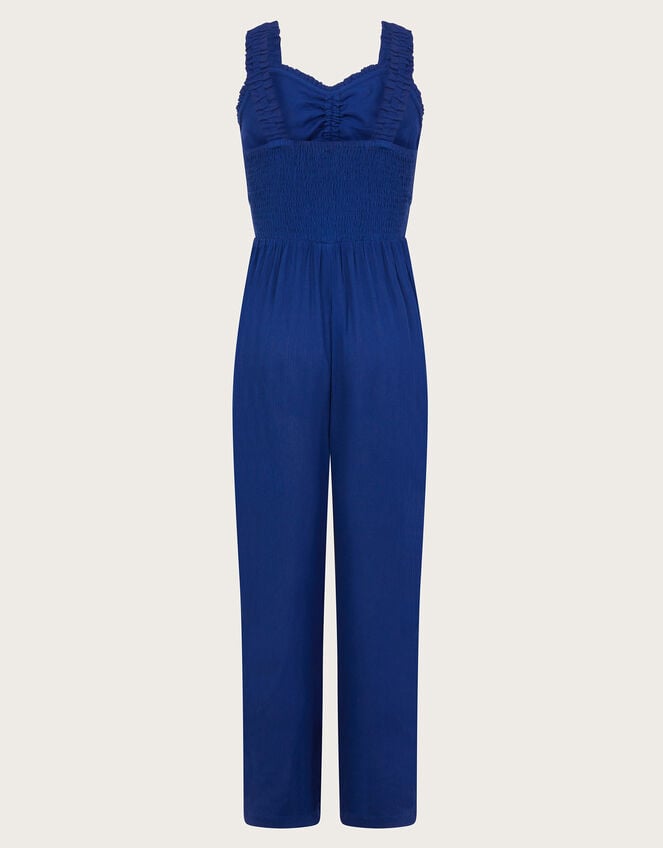 Sleeveless Crinkle Jumpsuit, Blue (BLUE), large