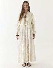 Maison Hotel Lilibet Broderie Maxi Dress, White (OFF WHITE), large