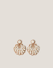 Seashell Beaded Drop Earrings, , large