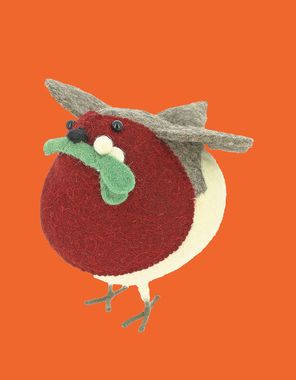 Fiona Walker Large Felt Mistletoe Robin Christmas Decoration, , large