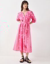 East Amber Floral Print Midi Dress, Pink (PINK), large