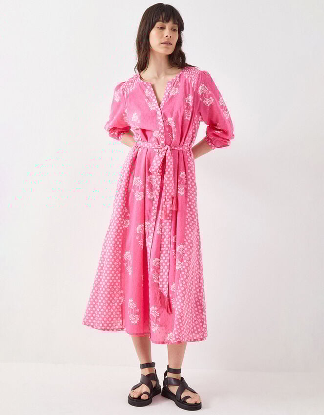 East Amber Floral Print Midi Dress, Pink (PINK), large