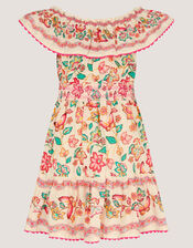 Jelena Butterfly Print Bardot Dress, Ivory (IVORY), large