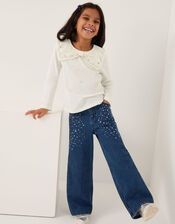 Bow Collar Rhinestone Top, Ivory (IVORY), large