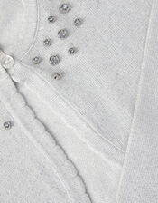 Diamant&eacute; Embellished Cardigan, Silver (SILVER), large