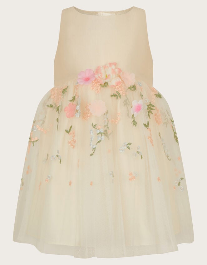 Baby Maggie 3D Floral Dress, Ivory (IVORY), large