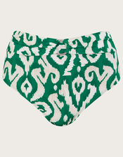 Ikat Print High Waist Bikini Bottoms, Green (GREEN), large