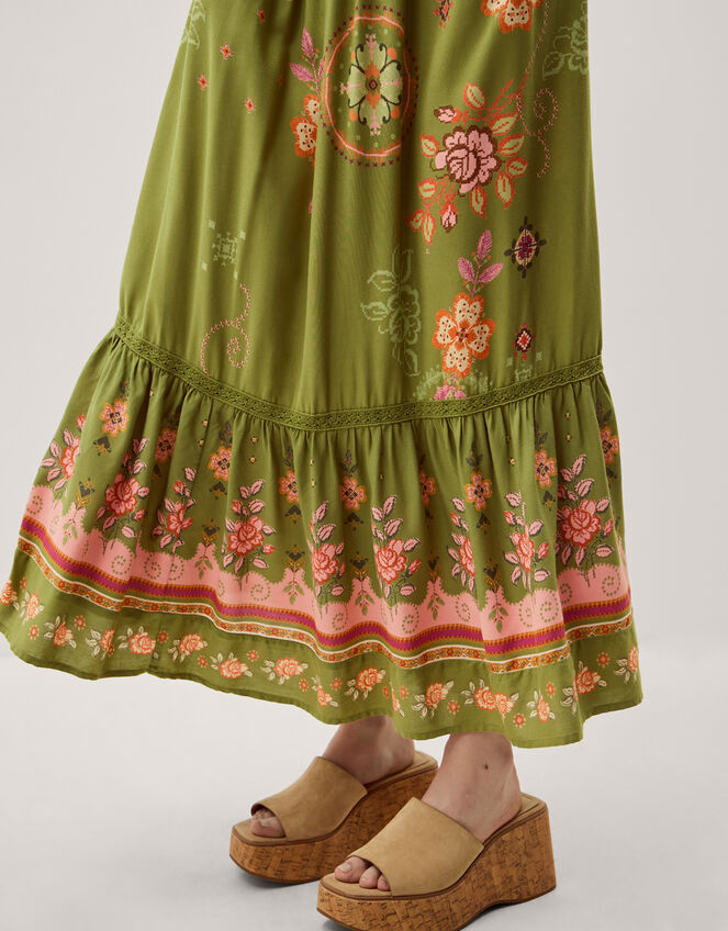 Eline Floral Print Maxi Dress, Green (GREEN), large