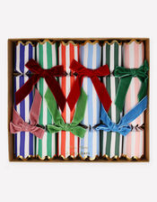6-Pack Meri Meri Stripe Velvet Bow Christmas Crackers, , large