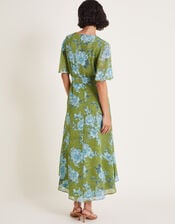 Eva Floral Wrap Midi Dress, Green (GREEN), large