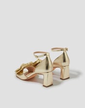 Taya Metallic Bow Heeled Sandals, Gold (GOLD), large