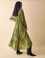 Clemence Sylvie Burnout Tiered Maxi Dress, Green (GREEN), large