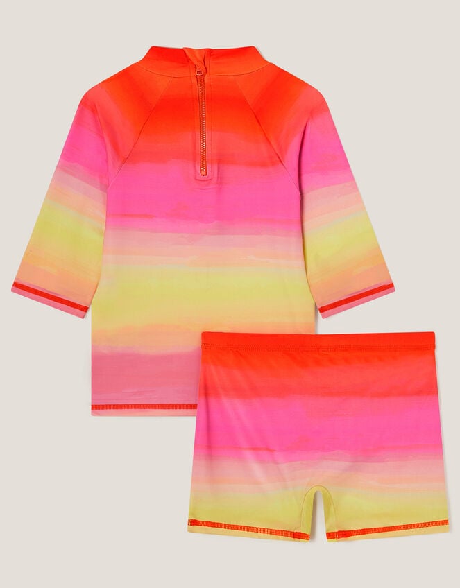 Flower Ombré UPF 50+ Rash Vest and Swim Shorts Set, Pink (PINK), large