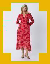 Crās Floral Wrap Dress, Red (RED), large