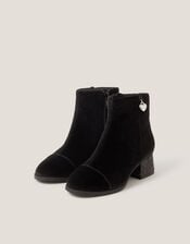 Velvet Glitter Heel Boots, Black (BLACK), large