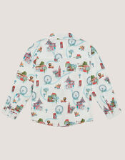 London Print Long Sleeve Shirt , White (WHITE), large