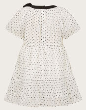 Baby Emily Short Sleeve Spotty Tulle Dress, Ivory (IVORY), large