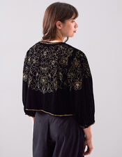East Laurie Embroidered Velvet Jacket, Black (BLACK), large
