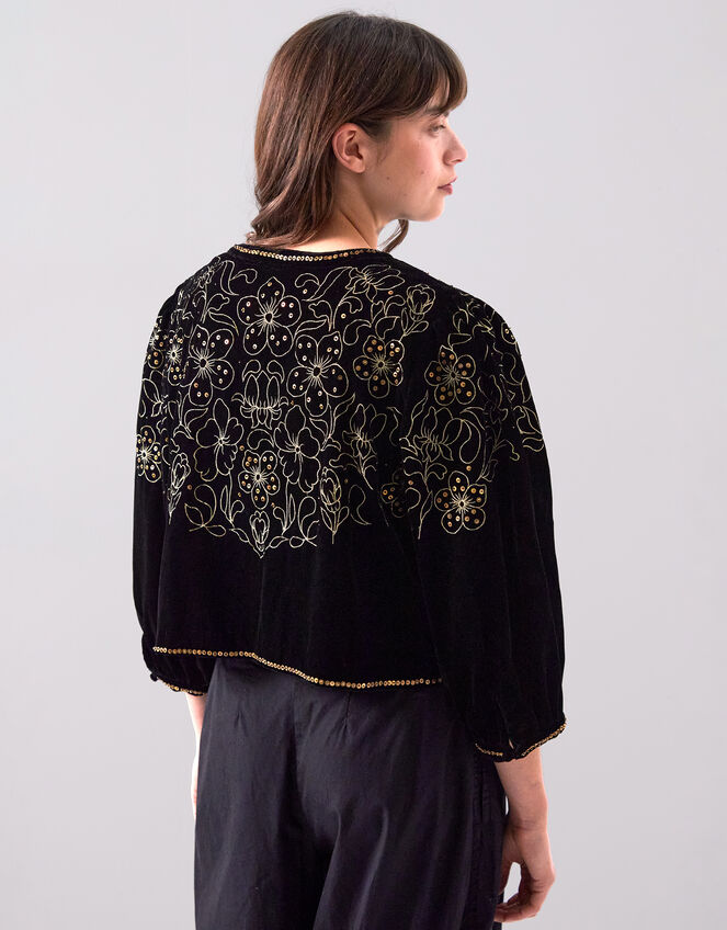 East Laurie Embroidered Velvet Jacket, Black (BLACK), large