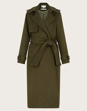 Ollie Belted Trench Coat, Green (KHAKI), large