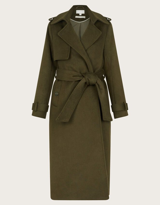 Ollie Belted Trench Coat, Green (KHAKI), large