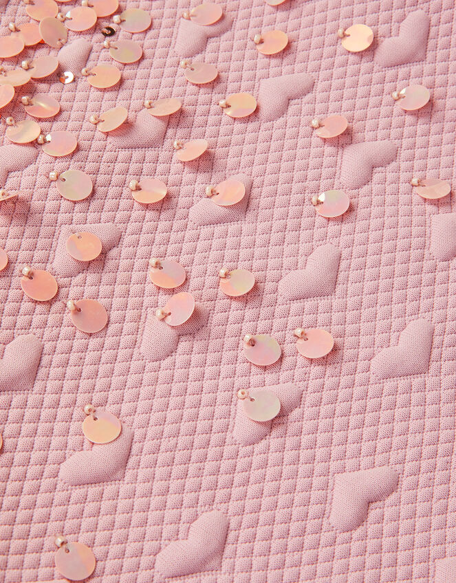 Sequin Heart Quilted Sweatshirt Dress , Pink (PINK), large