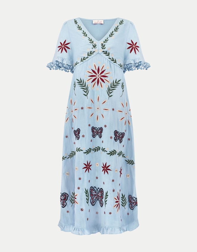 East Mererid Embroidered Midi Dress, Blue (BLUE), large